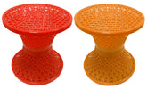 Kuber Industries Mesh Design Both Sided Plastic Sitting Stool for Indoor & Outdoor in Damroo Style- Pack of 2 (Orange & Yellow), Standard, (HS_38_KUBMART021804)